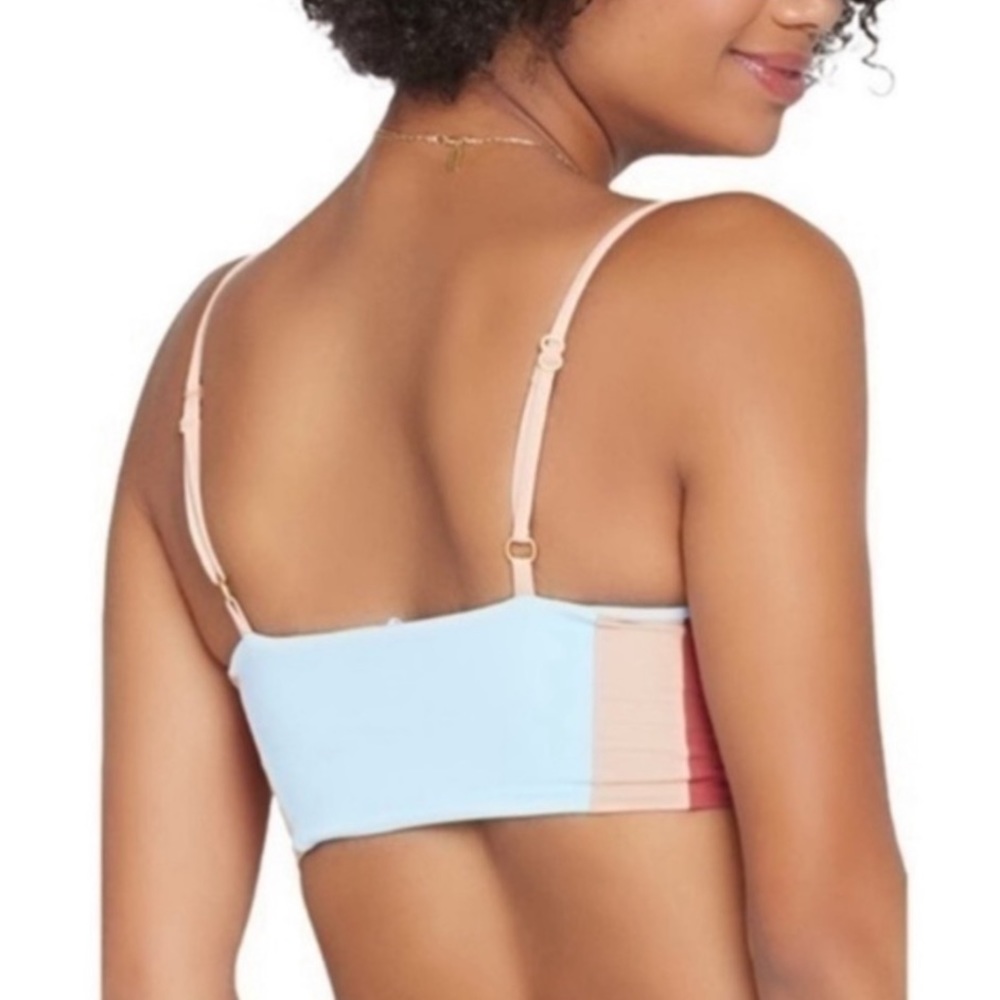 L*SPACE Rebel Heart Bikini Top in Brick, Champagne & Sky Blue Sz XL - Picture 9 of 9